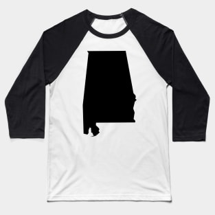 Alabama map in black Baseball T-Shirt